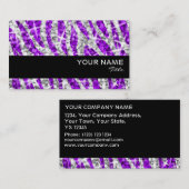 Bande noire carte de visite violette de Glitz Zebr (Devant / Derrière)