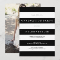 Bande noire et blanche - Invitation de graduation 