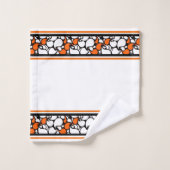 Bande orange pois noirs (Gant de toilette)