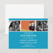 Bande Photo Bleue Enregistrer La Date Invitations (Devant / Derrière)