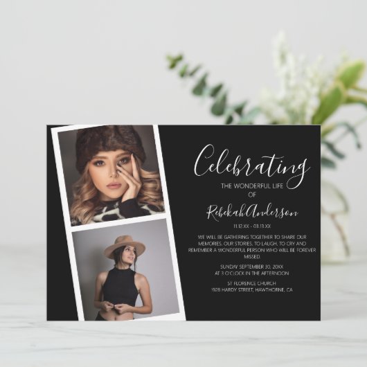 Bande photo double | Invitation commémorative funé (Debout devant)