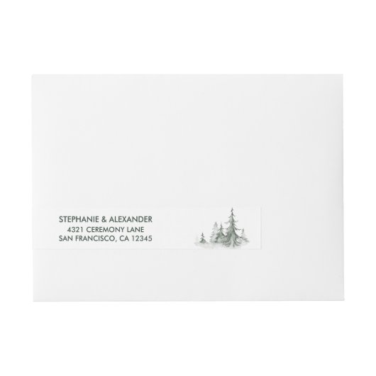 Bande Pour Adresse Aquarelle Fir Trees Mariage d'hiver (Devant)