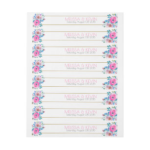Bande Pour Adresse Aquarelles colorées Fleurs Cadre Mariage