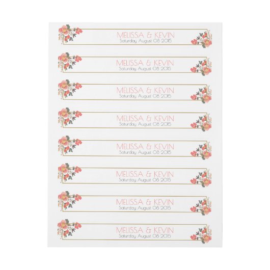 Bande Pour Adresse Aquarelles Fleurs colorées Cadre Mariage (Feuille)