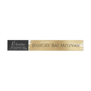 Bande Pour Adresse Bar ou Bat mitzvah Elegant Gold & Black