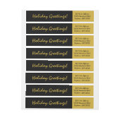 Bande Pour Adresse Black and Gold Holiday Adresse de retour (Feuille)