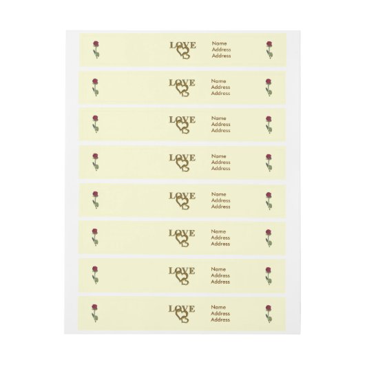 Bande Pour Adresse Cœurs entrelacés romantiques & Rose rouge (Feuille)