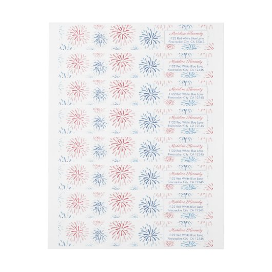 Bande Pour Adresse De Retour 4 juillet Firecracker Rouge Blanc Bleu Adresse de (Feuille)
