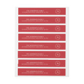 Bande Pour Adresse De Retour Adresse rouge moderne de monogramme de Noël (Feuille)