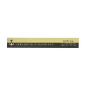 Bande Pour Adresse De Retour Ancre nautique - Black Gold - Mariage plage (Individuel)