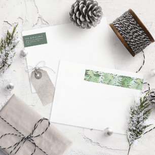 Bande Pour Adresse De Retour Aquarelle forêt élégante famille minimale