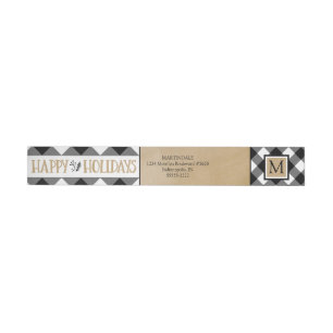 Bande Pour Adresse De Retour B&W Buffalo Check Monogramme JEUX VACANCES
