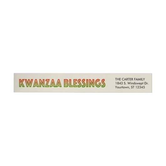 Bande Pour Adresse De Retour Bénédictions de Kwanzaa | Adresse de retour (Individuel)
