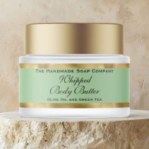 Beurre Corporel Cosmétique Pot en Or et Vert Olive