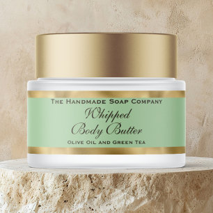 Bande Pour Adresse De Retour Beurre Corporel Cosmétique Pot en Or et Vert Olive