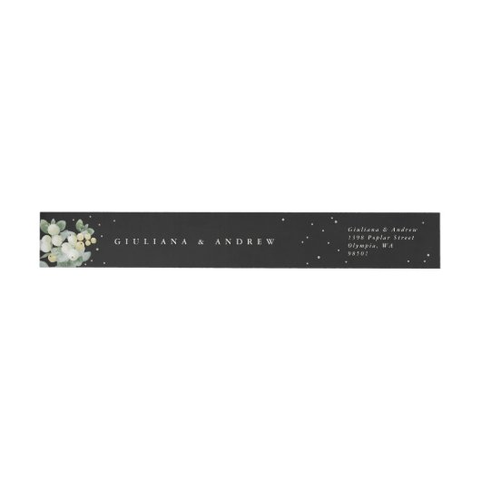Bande Pour Adresse De Retour Black Snowberry+Eucalyptus Mariage Classic (Individuel)