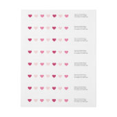 Bande Pour Adresse De Retour Blanc des coeurs | (Feuille)