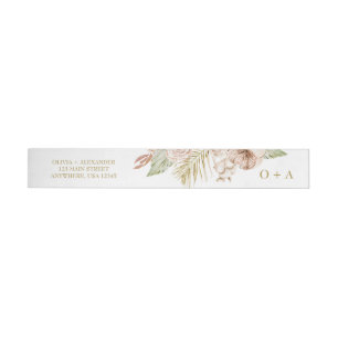 Bande Pour Adresse De Retour Boho Pampas Floral Tropical et fleurs séchées