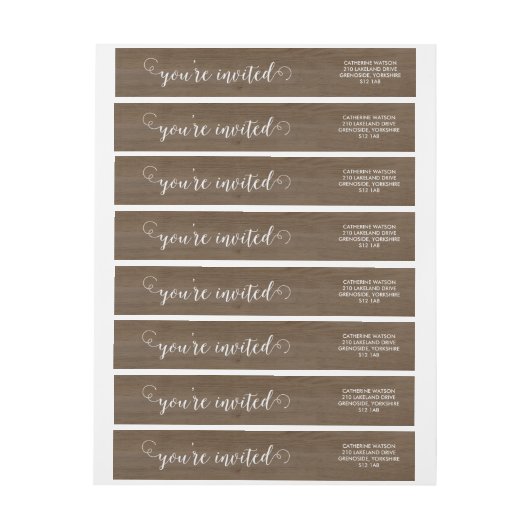 Bande Pour Adresse De Retour Bois rustique et dentelle (Feuille)