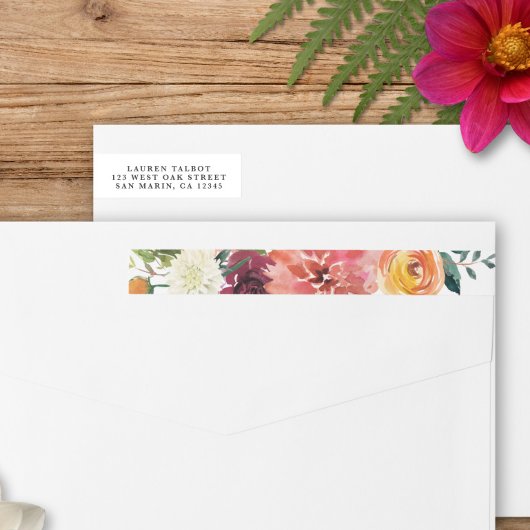 Bande Pour Adresse De Retour Bouquet d'aquarelle romantique | Adresse de retour