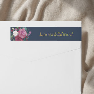 Bande Pour Adresse De Retour Burgundy Red Blooms Boho Mariage Retour