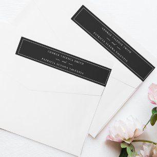 Bande Pour Adresse De Retour Cadre Script Smoking Élégant Mariage Noir