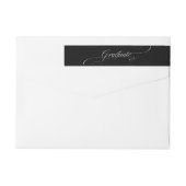 Bande Pour Adresse De Retour calligraphie noir blanc graduation personnalisable (Dos)