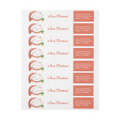 Bande Pour Adresse De Retour Chat de Noël blanc dans un Casquette rouge (Feuille)