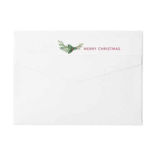 Bande Pour Adresse De Retour Chic Red Holly Feuille Noël (Dos)