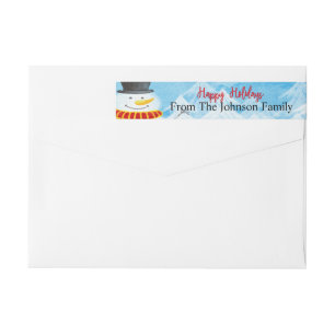 Bande Pour Adresse De Retour Christmas Snowman in Watercolor Adresse de retour