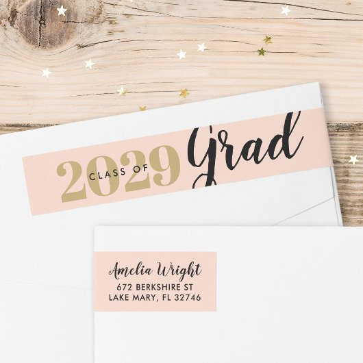 Bande Pour Adresse De Retour Classy Blush et Gold Graduation Adresse de retour