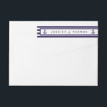 Bande Pour Adresse De Retour Collection de Mariages de la marine d'Ancres nauti<br><div class="desc">La collection de mariages à rayures marine de l'ancre nautique est parfaite pour tout couple qui planifie un mariage romantique au bord de la mer. Ces étiquettes peuvent être personnalisés pour votre occasion spéciale et rendraient le étiquette parfait pour n'importe quel faire-part de mariage, faire-part de douche nuptiale, invitation de...</div>