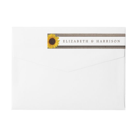 Bande Pour Adresse De Retour Country Rustic Tournesol & Mariage Burlap (Dos)