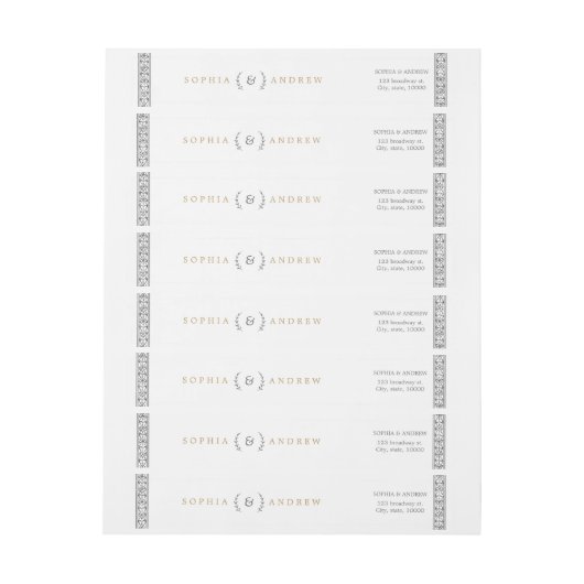 Bande Pour Adresse De Retour Élégant classique classique classique classique ma (Feuille)