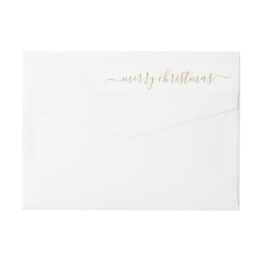 Bande Pour Adresse De Retour Élégant classique moderne or Joyeux script de Noël (Dos)