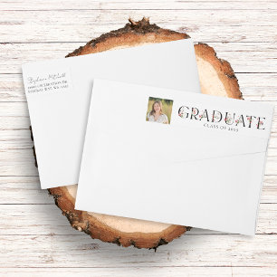 Bande Pour Adresse De Retour Élégant Fleur sauvage Photo Graduation Adresse de