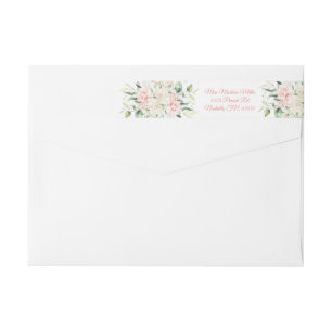 Bande Pour Adresse De Retour Élégant floral rose aquarelle écriture enveloppant