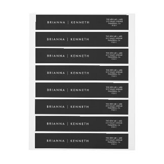 Bande Pour Adresse De Retour Élégant Mariage noir moderne