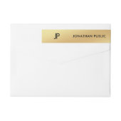 Bande Pour Adresse De Retour Élégant Monogramme Or Moderne Glam Plain (Dos)