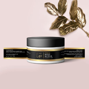 Bande Pour Adresse De Retour Elégant Noir & Or 4 OZ 120ml Cosmetic Jar Étiquett