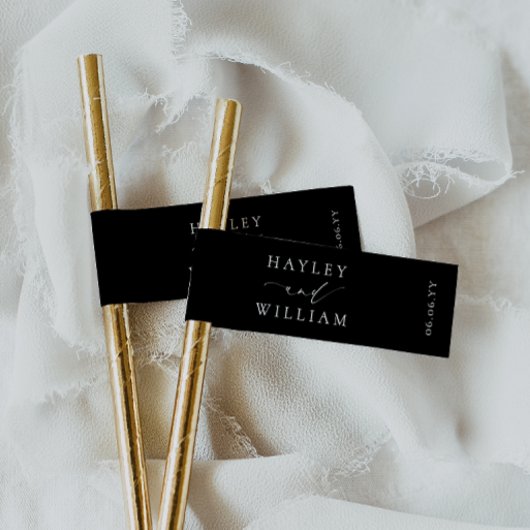 Bande Pour Adresse De Retour Ellesmere Black Minimalist paille drapeaux Boire É