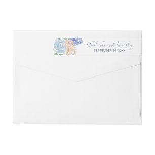 Bande Pour Adresse De Retour Enrouler floral bleu poussiéreux de mariage autou