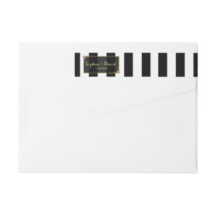 Bande Pour Adresse De Retour Faire-part de mariage Stripes noires à huile d'o