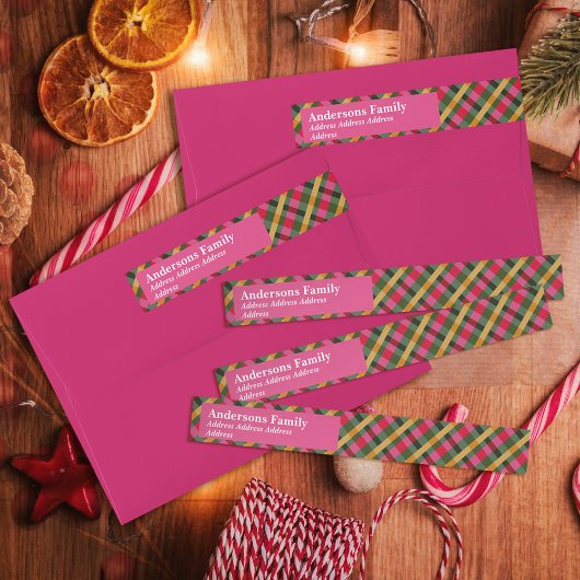 Bande Pour Adresse De Retour Family Christmas Plaid Red
