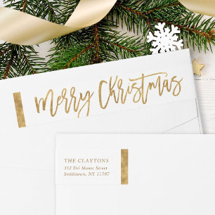 Bande Pour Adresse De Retour Faux Gold Foil Joyeux Noël Adresse de retour