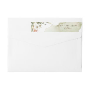 Bande Pour Adresse De Retour Feuilles de palmiers séchés, aquarelle verte fle