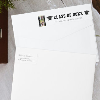 Bande Pour Adresse De Retour Filmstrip Photo Collage Adresse de graduation