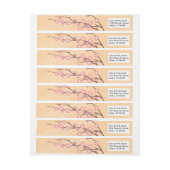 Bande Pour Adresse De Retour Fleur de prune rose sur jaune (Feuille)