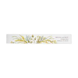Bande Pour Adresse De Retour Fleur sauvage Russe  Mariage d'aquarelle