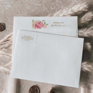 Bande Pour Adresse De Retour Fleurs de Pêche et de Pivoine Rose pour une Baby S